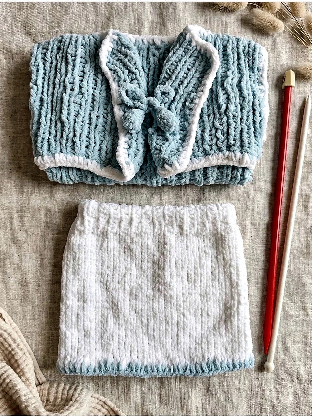 Blue & White Knit Set for babies